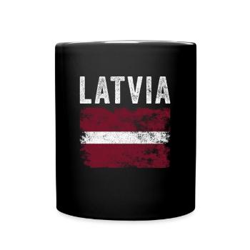 Drapeau letton en détresse - Drapeau letton - Mug uni - noir - Devant
