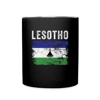 Lesotho Flag Distressed - Basotho Flag - Tasse einfarbig - Schwarz - Vorne