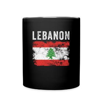 Libanon Flagge Distressed - Libanesische Flagge - Tasse einfarbig - Schwarz - Vorne