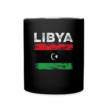 Libya Flag Distressed - Libysche Flagge - Tasse einfarbig - Schwarz - Vorne