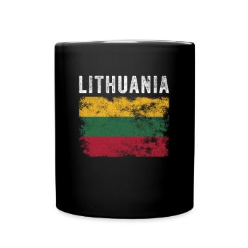 Litauen Flagge Vintage - Litauische Flagge - Tasse einfarbig - Schwarz - Vorne