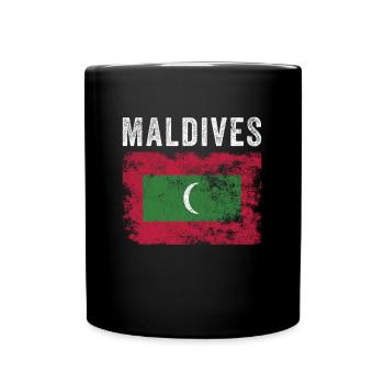 Drapeau des Maldives Drapeau des Maldives En détresse - Mug uni - noir - Devant
