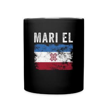 Mari El Flag Distressed - Mari Flag - Full Colour Mug - black - Front
