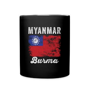 Myanmar Flag Distressed - Burmese Flag - Full Colour Mug - black - Front
