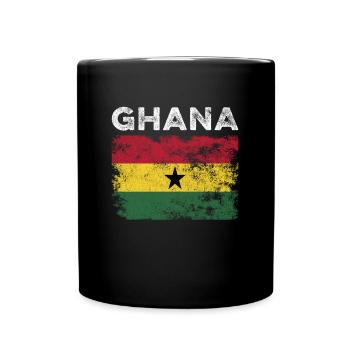 Ghana Flag Distressed - Ghanaische Flagge - Tasse einfarbig - Schwarz - Vorne