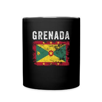 Grenada Flag Distressed - Grenadian Flag - Full Colour Mug - black - Front