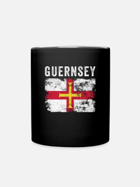 Guernsey Flag Distressed - Guernsey Flag - Full Colour Mug - black