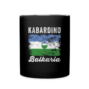 Kabardino Balkaria Flag Distressed - Full Colour Mug - black - Front