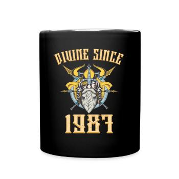 Viking God, Divine Since 1987 Birthday 36 Years - Full Colour Mug - black - Front