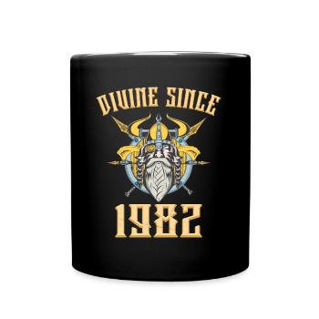 Viking God, Divine Since 1982 Birthday 41 Years - Full Colour Mug - black - Front