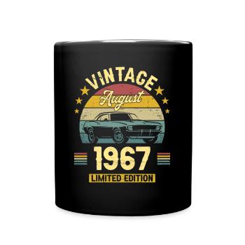 Vintage August 1967 55 years anniversary - Full Colour Mug - black - Front