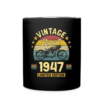 Vintage August 1947 75 years anniversary - Full Colour Mug - black - Front