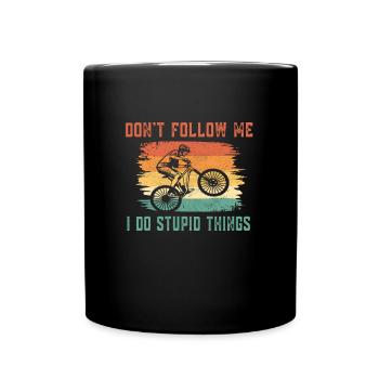 Radfahrer Sprüche - Retro Style - Tasse einfarbig - Schwarz - Vorne