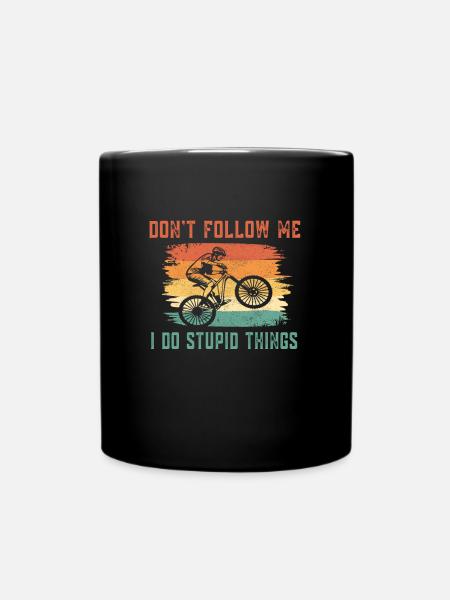 Radfahrer Sprüche - Retro Style - Tasse einfarbig - Schwarz