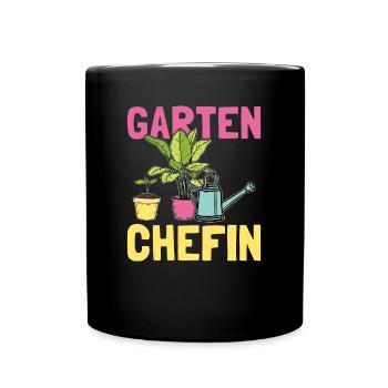Garten Chefin - Tasse einfarbig - Schwarz - Vorne