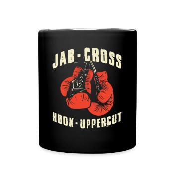 Jab Cross Hook Uppercut Kickboxing Gift - Full Colour Mug - black - Front