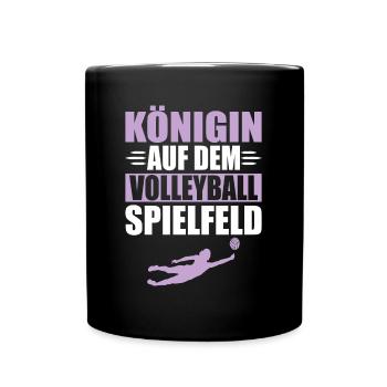 Königin Auf Dem Volleyball Spielfeld - Tasse einfarbig - Schwarz - Vorne