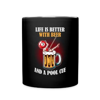 Bière et un cadeau de billard de queue de piscine - Mug uni - noir - Devant