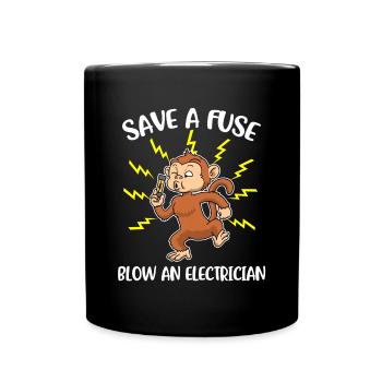 Save A Fuse Electrician Gift - Full Colour Mug - black - Front