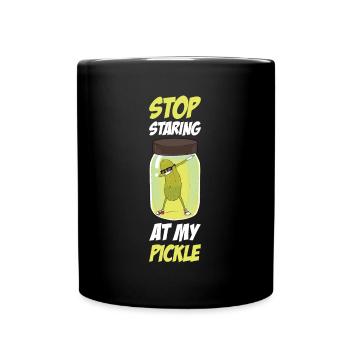 Stop Staring At My Pickle Cucumber Gift - Full Colour Mug - black - Front