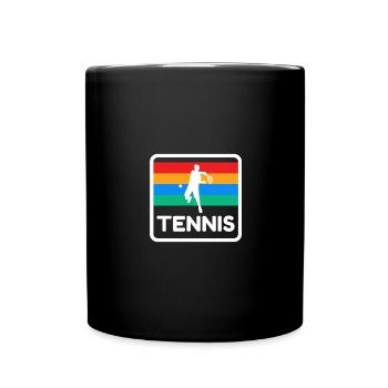 Tennis Vintage Design 80s 70s Tennis Turnier - Tasse einfarbig - Schwarz - Vorne