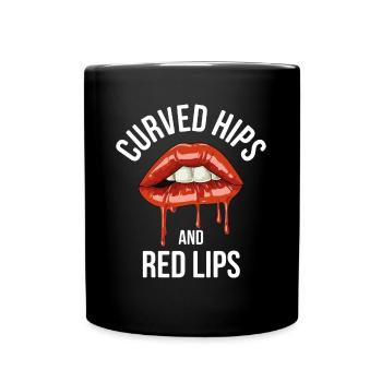 Curved Hips And Red Lips Maskenbildnerin Geschenk - Tasse einfarbig - Schwarz - Vorne
