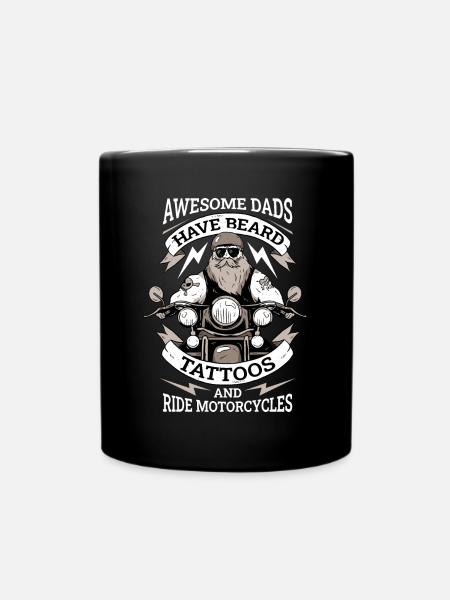 Papas Barbe Tatouages Motos Barbe Cadeau - Mug uni - noir