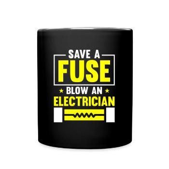 Electrician Electrical Engineer Electronics Technician - Full Colour Mug - black - Front