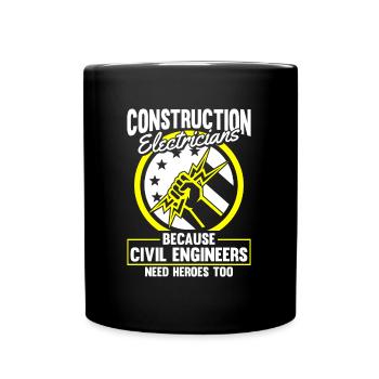 Electrician Electrical Engineer Electronics Technician - Full Colour Mug - black - Front
