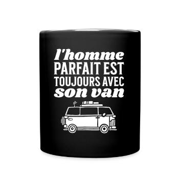 Homme Avec Van Camping Vacances D'Été - Mug uni - noir - Devant