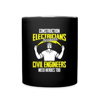 Electrician Electrical Engineer Electronics Technician - Full Colour Mug - black - Front