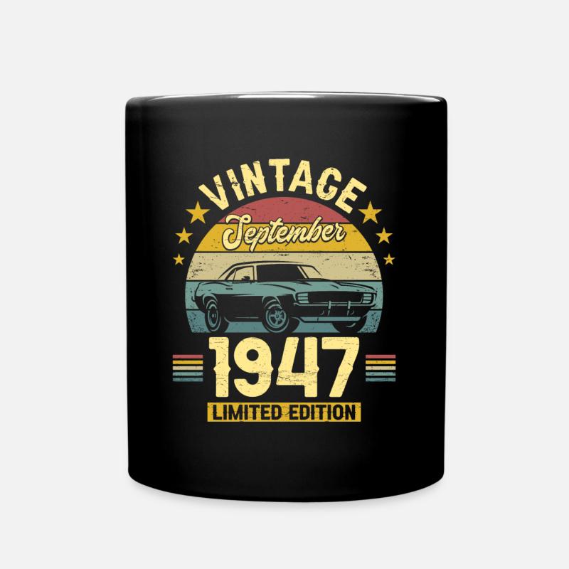 Vintage Septembre 1947 75 Ans Anniversaire - Mug uni - noir
