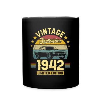 Vintage September 1942 80 years Anniversary - Full Colour Mug - black - Front