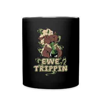 Ewe Trippin Sheep Gift - Full Colour Mug - black - Front