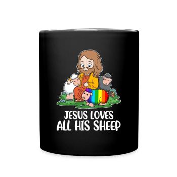 Jesus Loves All His Sheep Schaf Geschenk - Tasse einfarbig - Schwarz - Vorne