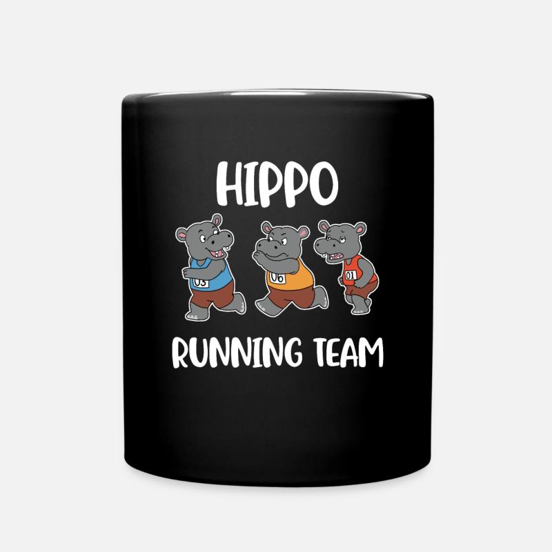 Hippo Running Team Hippo Gift - Full Colour Mug - black