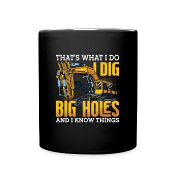 Bagger Bauarbeiter Baggern Baggerfahrer Geschenk - Tasse einfarbig - Schwarz - Vorne