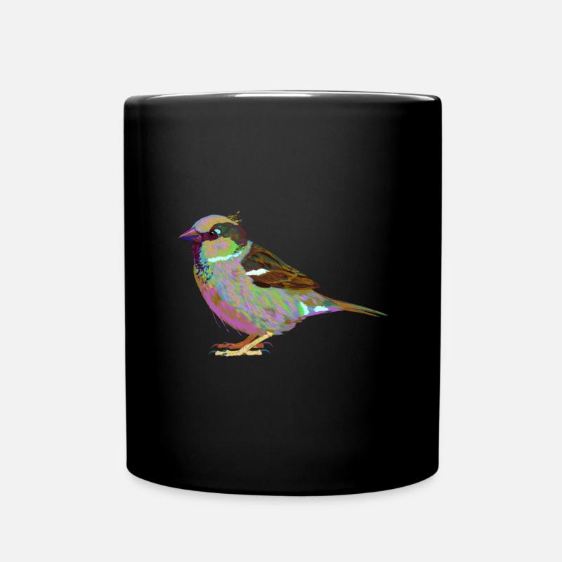Bunter Hausspatz Haussperling Splash Vogel Spatz - Tasse einfarbig - Schwarz