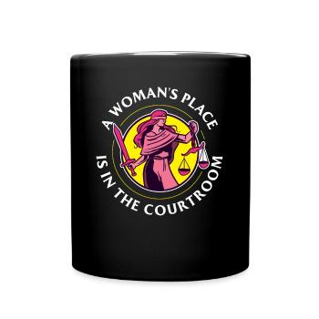 Femme dans la salle d’audience Cadeau de féminisme - Mug uni - noir - Devant