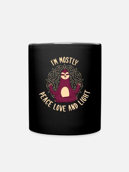 Peace Love And Light Yoga Sloth Yoga Geschenk - Tasse einfarbig - Schwarz