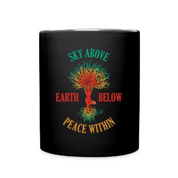 Ciel au-dessus de la terre en dessous de la paix dans le don de yoga - Mug uni - noir - Devant