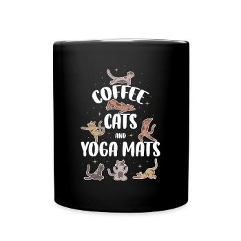 Café Chat Et Tapis de Yoga Yoga Cadeau - Mug uni - noir - Devant