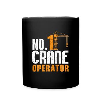 Kranführer Bauarbeiter Bau Beruf Arbeit Geschenk - Tasse einfarbig - Schwarz - Vorne