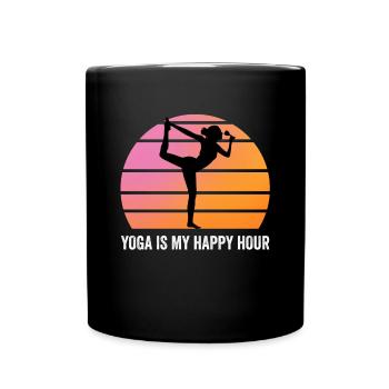 Yoga Is My Happy Hour Yoga Gift - Full Colour Mug - black - Front