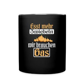 Esst mehr Zwiebeln - Gasknappheit Gas Pupsen - Tasse einfarbig - Schwarz - Vorne