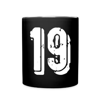 19 Zahl Trikot - Tasse einfarbig - Schwarz - Vorne