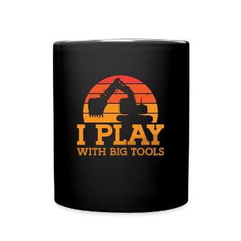 Bauarbeiter Baggern Baggerfahrer Bagger Geschenk - Tasse einfarbig - Schwarz - Vorne