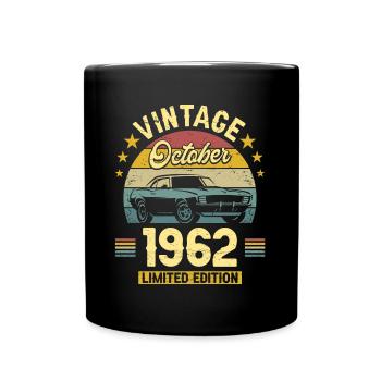 Vintage October 1962 60 Years Anniversary - Full Colour Mug - black - Front
