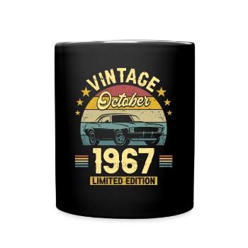 Vintage October 1967 55 Years Anniversary - Full Colour Mug - black - Front