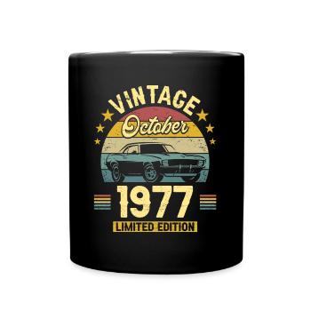 Vintage October 1977 45 Years Anniversary - Full Colour Mug - black - Front